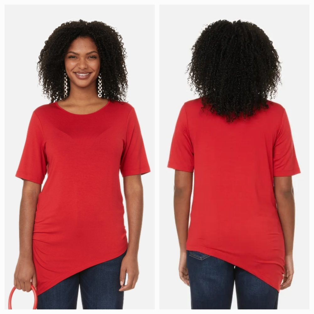 NWT Universal Standard Womens Liquid Jersey Crew Neck Genevette Red Top Size 4XS
